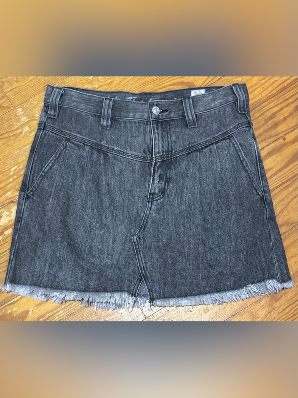 We The Free Denim Mini Skirt in Washed Black